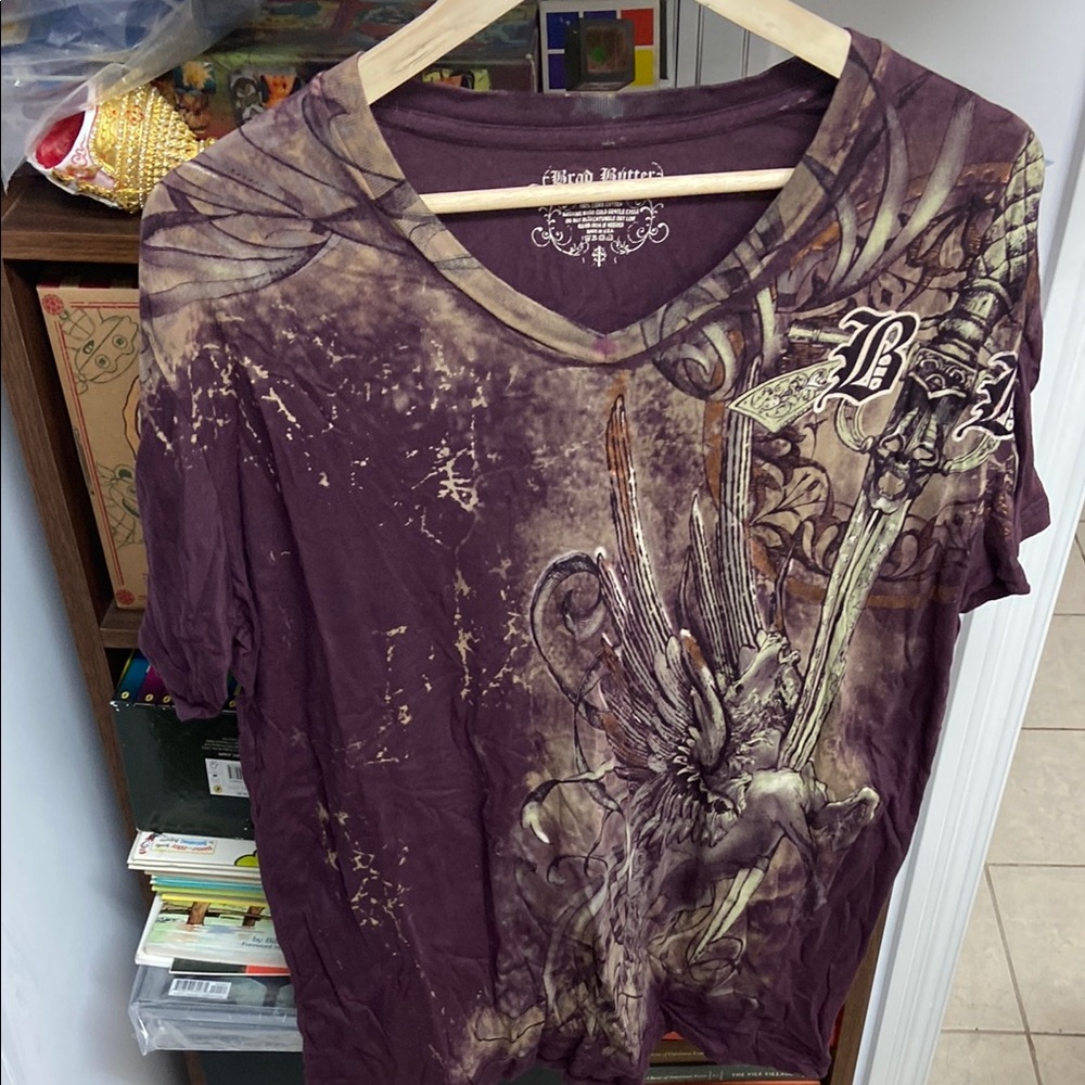 Y2K Brad Butter Purple Sword Graphic Tee